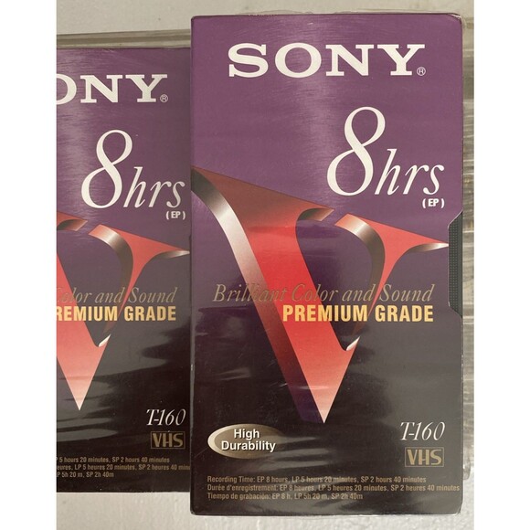 Lot of 5  Sony 8 Hours Premium Grade T-160 VE VHS Blank Video Tapes New Sealed - Picture 2 of 4